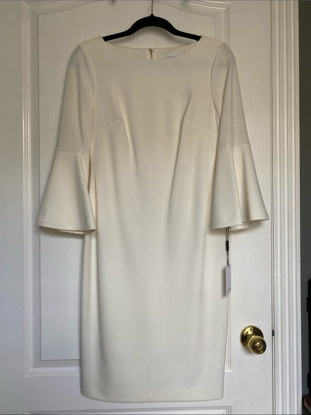 Calvin Klein Cream Bell-Sleeve Sheath Dress